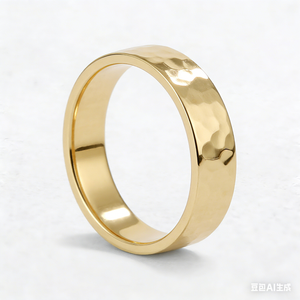 Hammered Forge | Metallic Grain Wedding Band