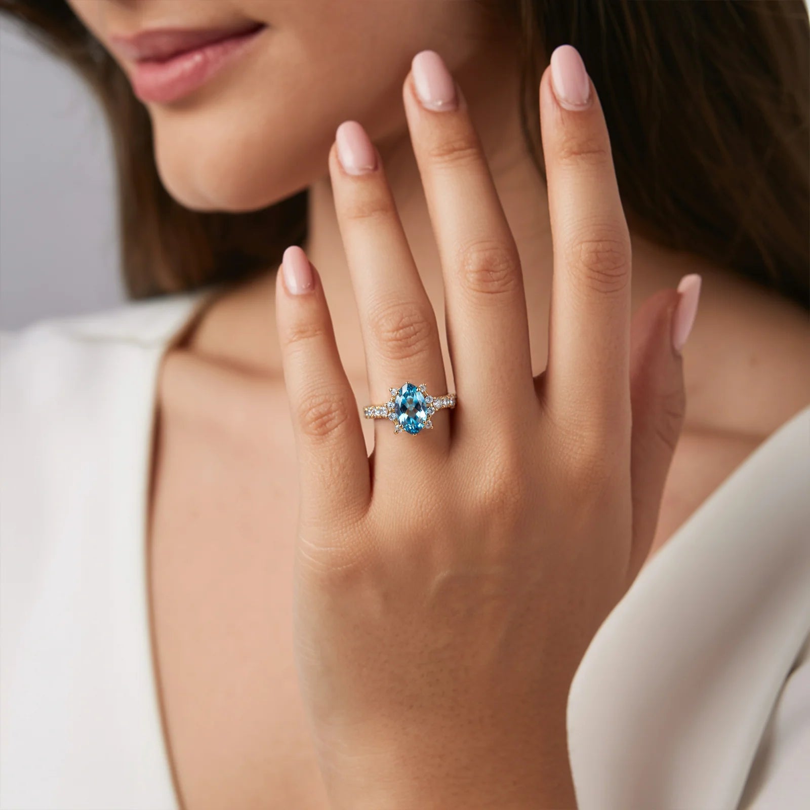 The Caterina 1CT Marquise Cut Blue Gemstone Ring