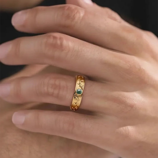 Forest Stag | Moss Agate Men's Wedding Band