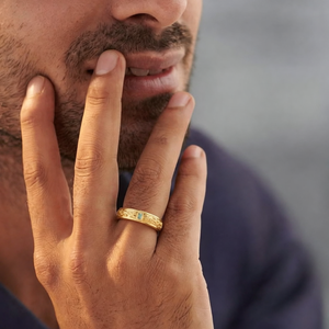 Mistletoe Forge | Bezel Baguette Green Sapphire Men's Wedding Band