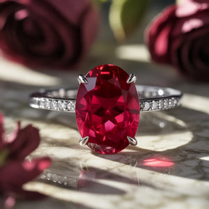 The Opaline 2CT Oval Cut Red Gemstone Ring