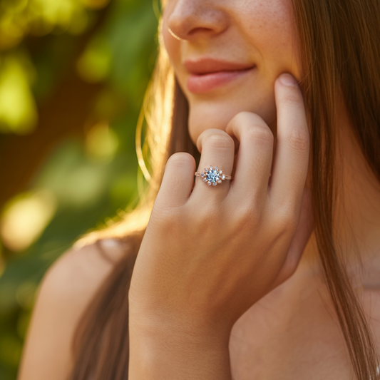 Bethany 1.5CT Round Cut Brilliant Blue Gemstone Ring