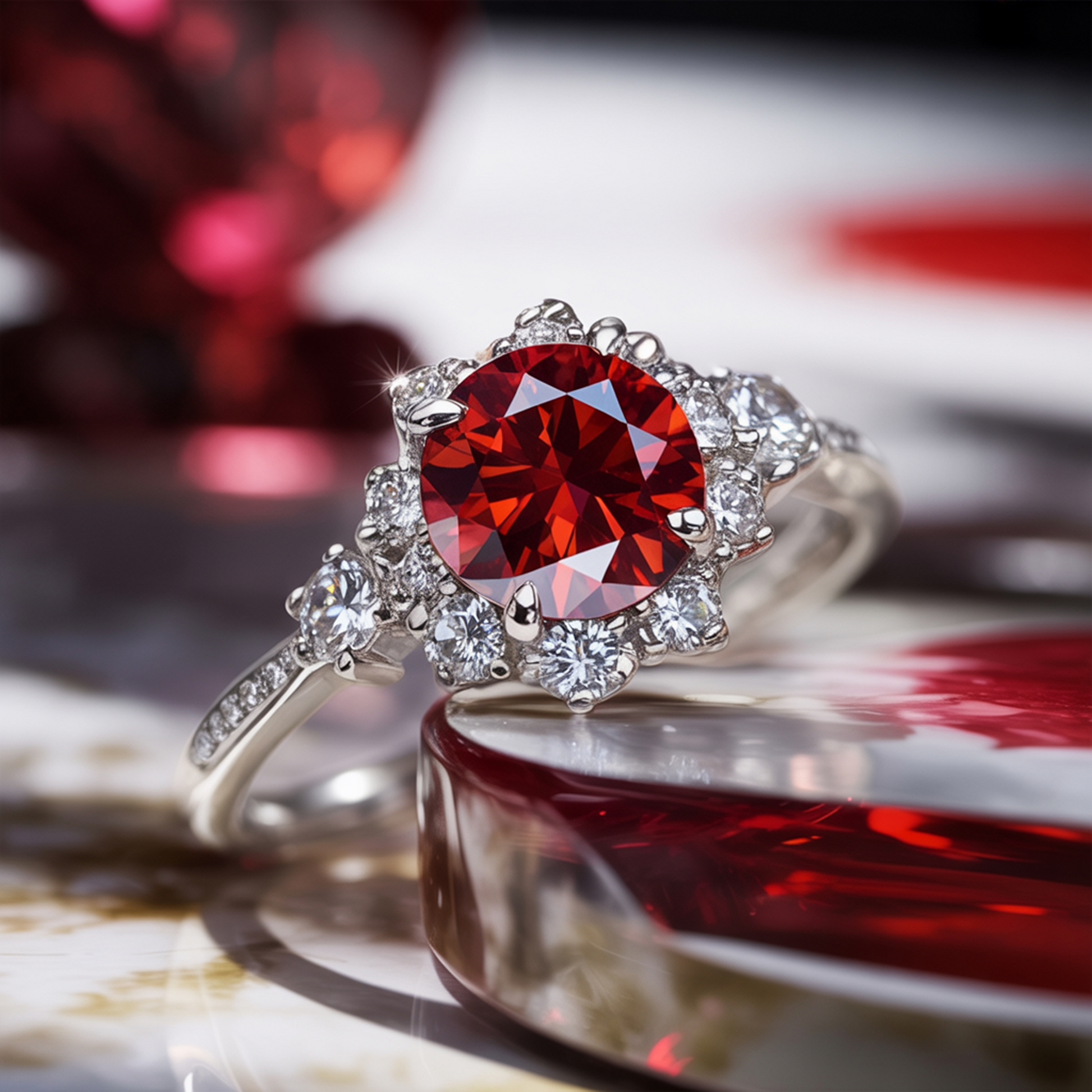 Bethany 1.5CT Round Cut Burgundy Gemstone Ring