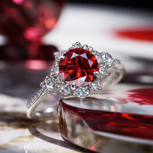 Bethany 1.5CT Round Cut Burgundy Gemstone Ring