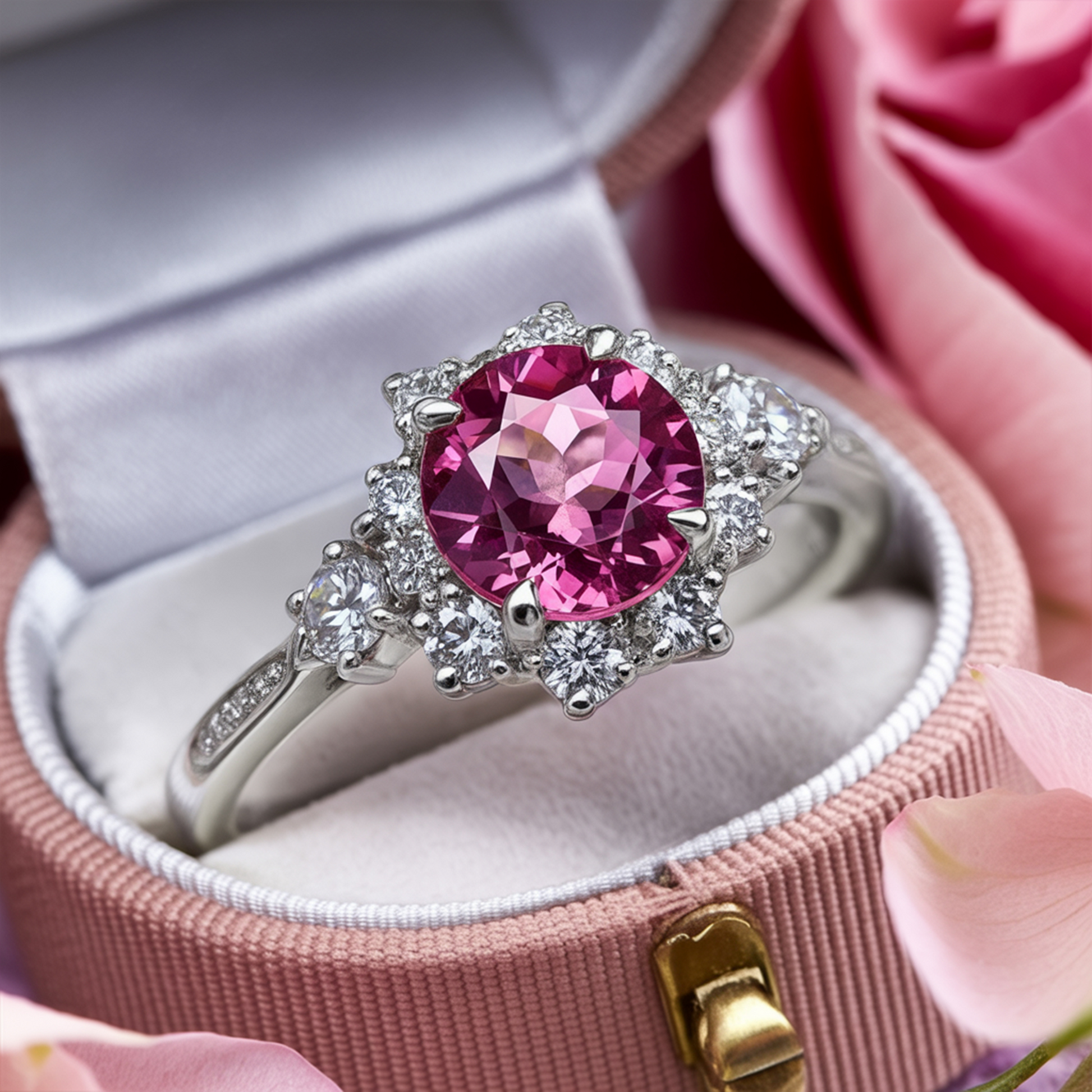 Bethany 1.5CT Round Cut Pink Gemstone Ring