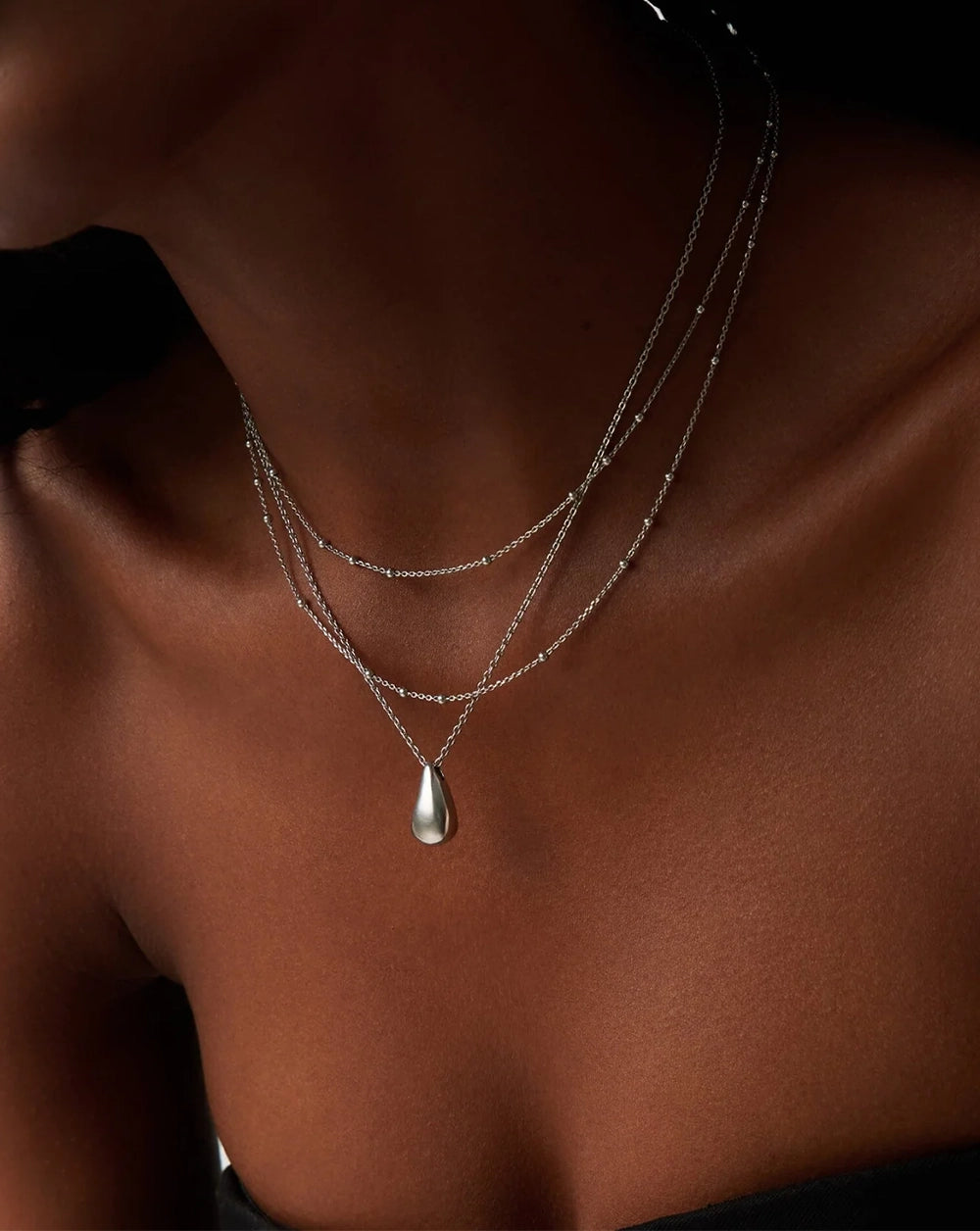 Savi Droplet Pendant & Double Necklace Set | Sterling Silver