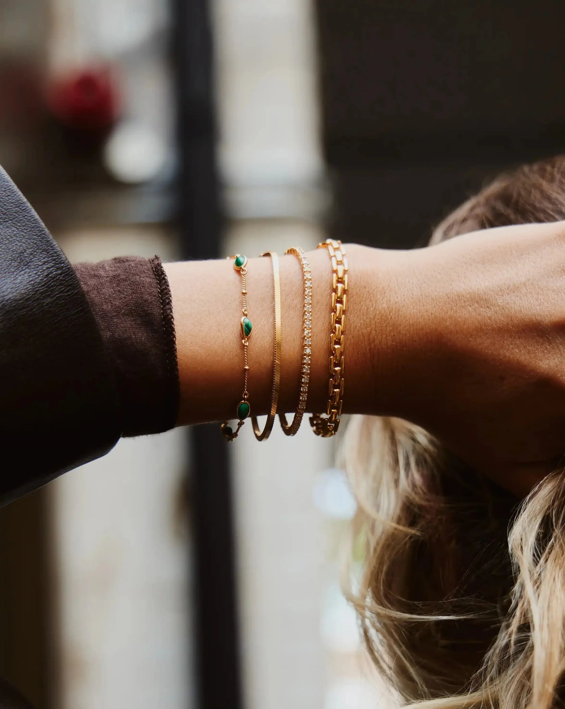 18K Gold Vermeil Magma Gemstone Charm Bracelet