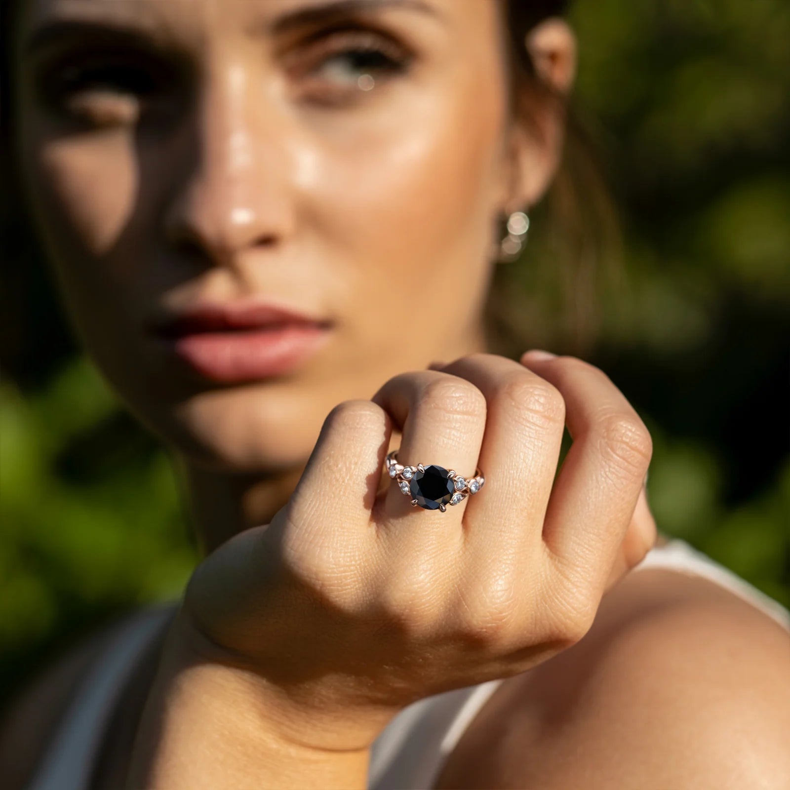 The Katalina 1.5CT Round Cut Black Gemstone Ring