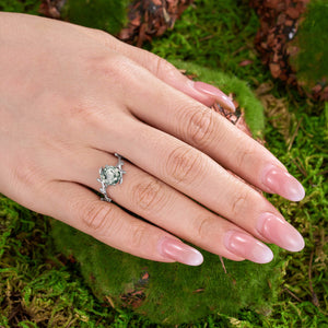 Olive Branch Natural Moss Agate Green Gemstone Adjustable Open Ring