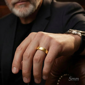 Hammered Forge | Metallic Grain Wedding Band