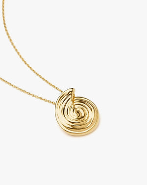18K Gold Vermeil Spiral Large Pendant Necklace