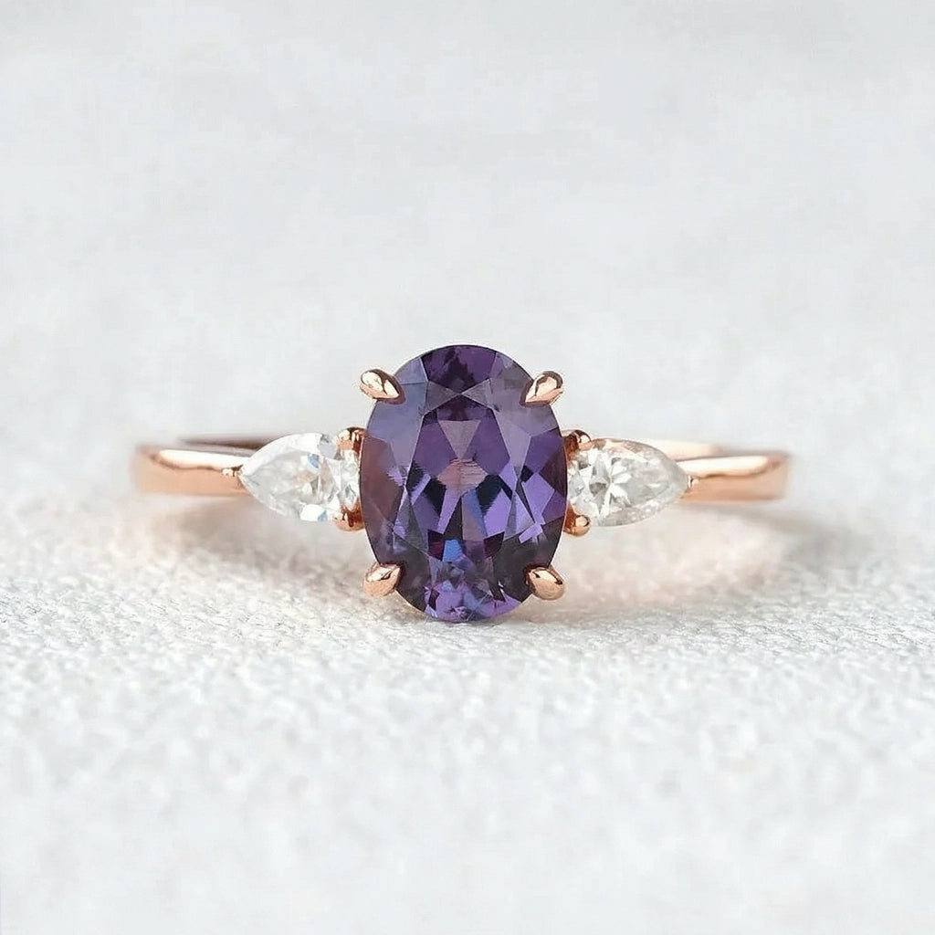 Minimalist Lab-Grown Alexandrite Solitaire Gold Ring