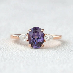Minimalist Lab-Grown Alexandrite Solitaire Gold Ring