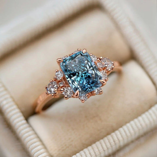 Bethany‘s Harbor | The 3CT Blue Radiant Ring