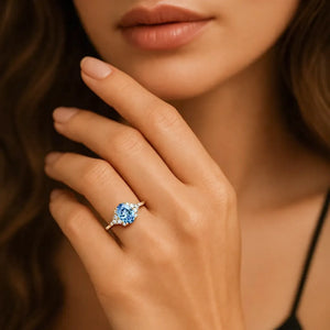 Celeste‘s Whisper | 2CT Oval Cut Blue Gemstone Ring