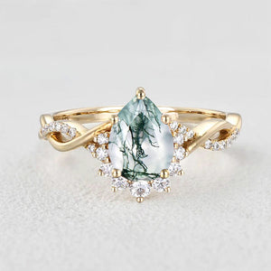 1.5ct Pear Moss Agate Infinity Engagement Ring - Barbara