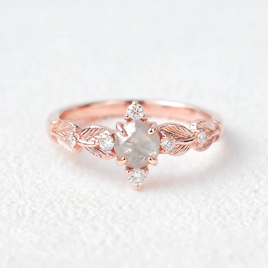 Classic Vine-Set Uncut Raw Diamond Engagement Ring