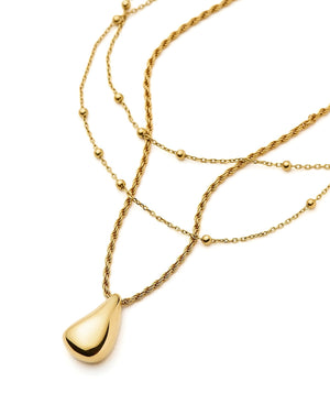 18K Gold Vermeil Droplet Pendant & Double Necklace Set