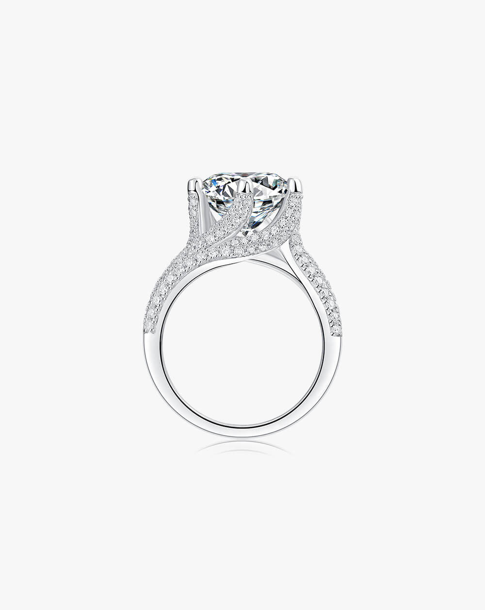 Solitaire Princess-Cut Silver Moissanite Statement Ring