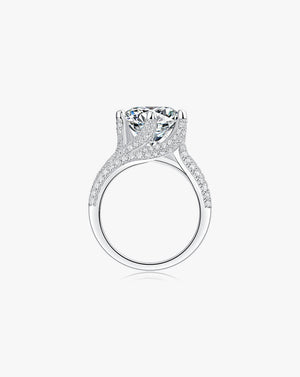 Solitaire Princess-Cut Silver Moissanite Statement Ring