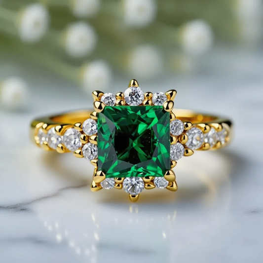 Aurora‘s Arbor | Princess Cut Green Sapphire Ring
