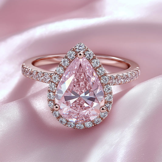 The Sabira 3CT Pear Cut Pink Moissanite Ring
