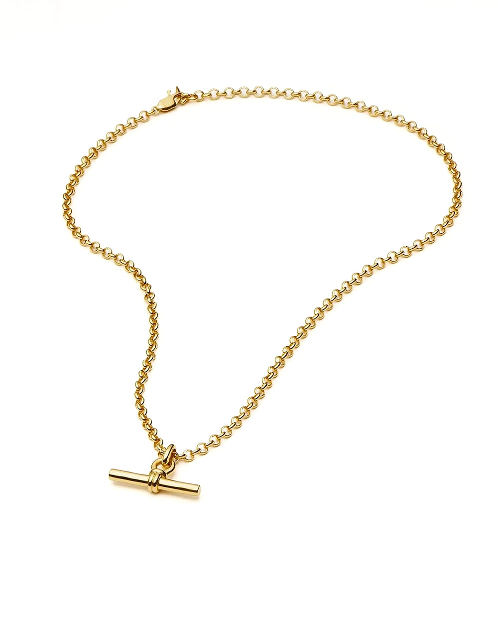 18K Gold Plated Vermeil Chunky T-Bar Chain Necklace