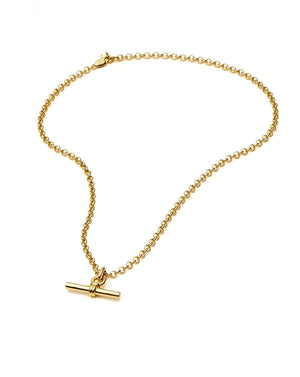 18K Gold Plated Vermeil Chunky T-Bar Chain Necklace