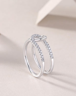Vertice Lock Argent Silver Moissanite Ring