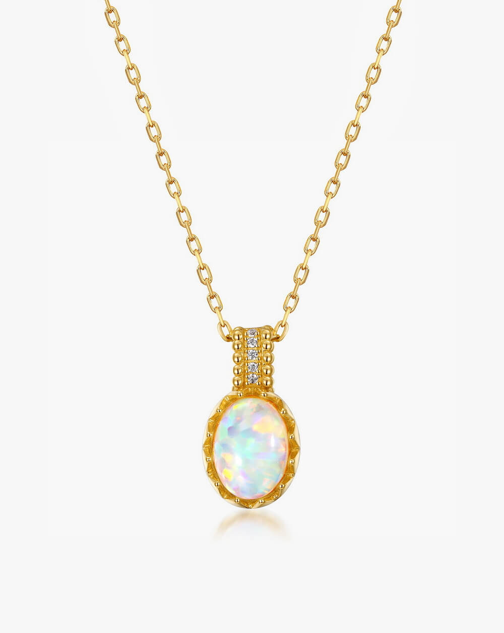 Radiant Opal Gem Gold Pendant Necklace