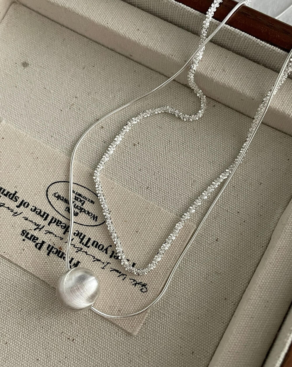 Silver Chatoyancy Ball Bead Layered Necklace