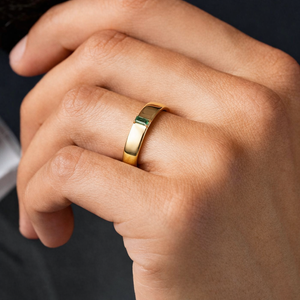 Moss Trace | Inner Engraved Moss Agate Men's Wedding Band