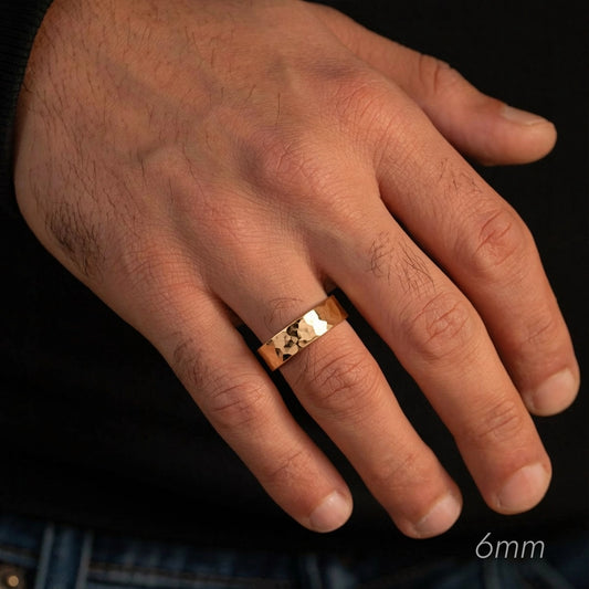 Hammered Forge | Metallic Grain Wedding Band