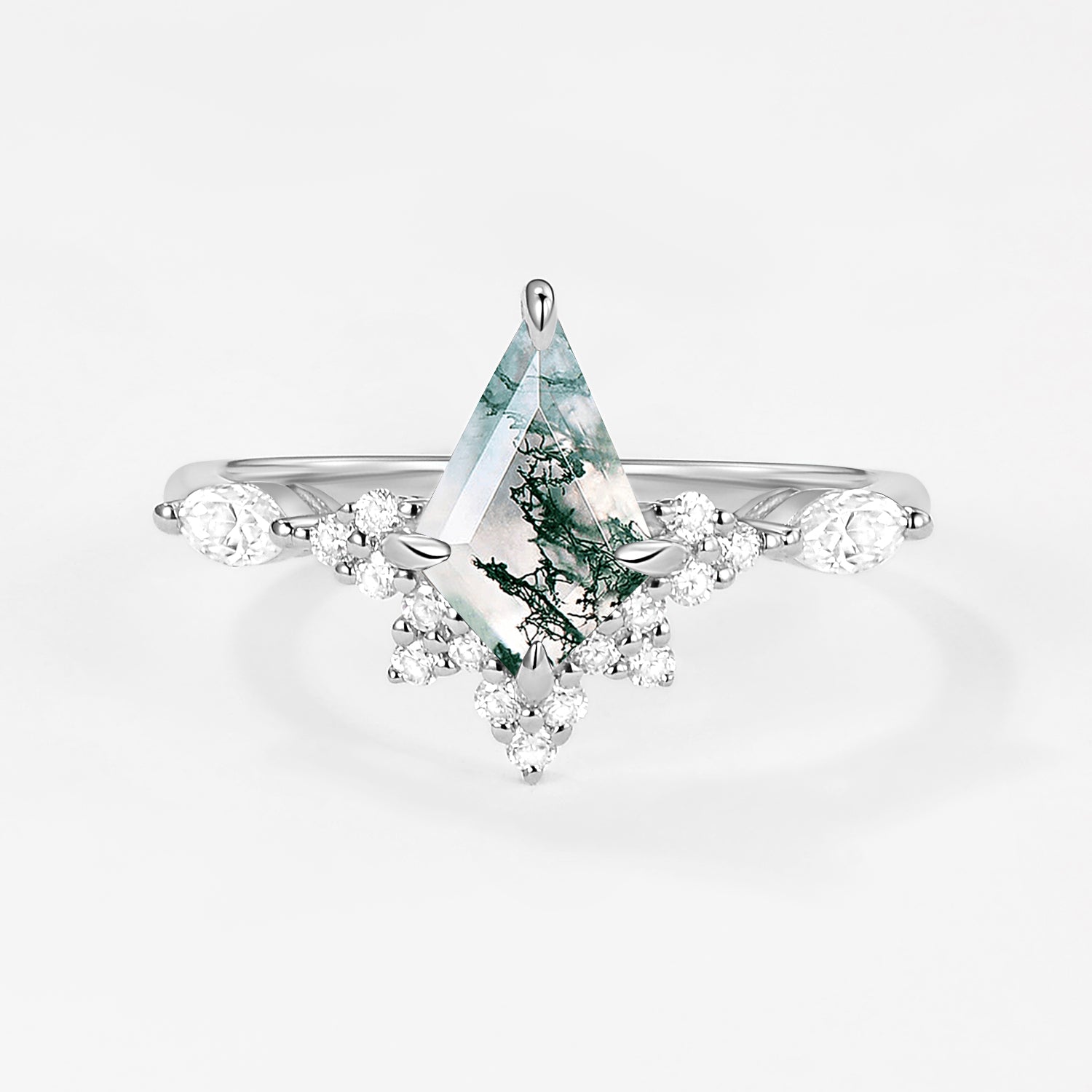 Unique Moss Agate Stacking Engagement Ring