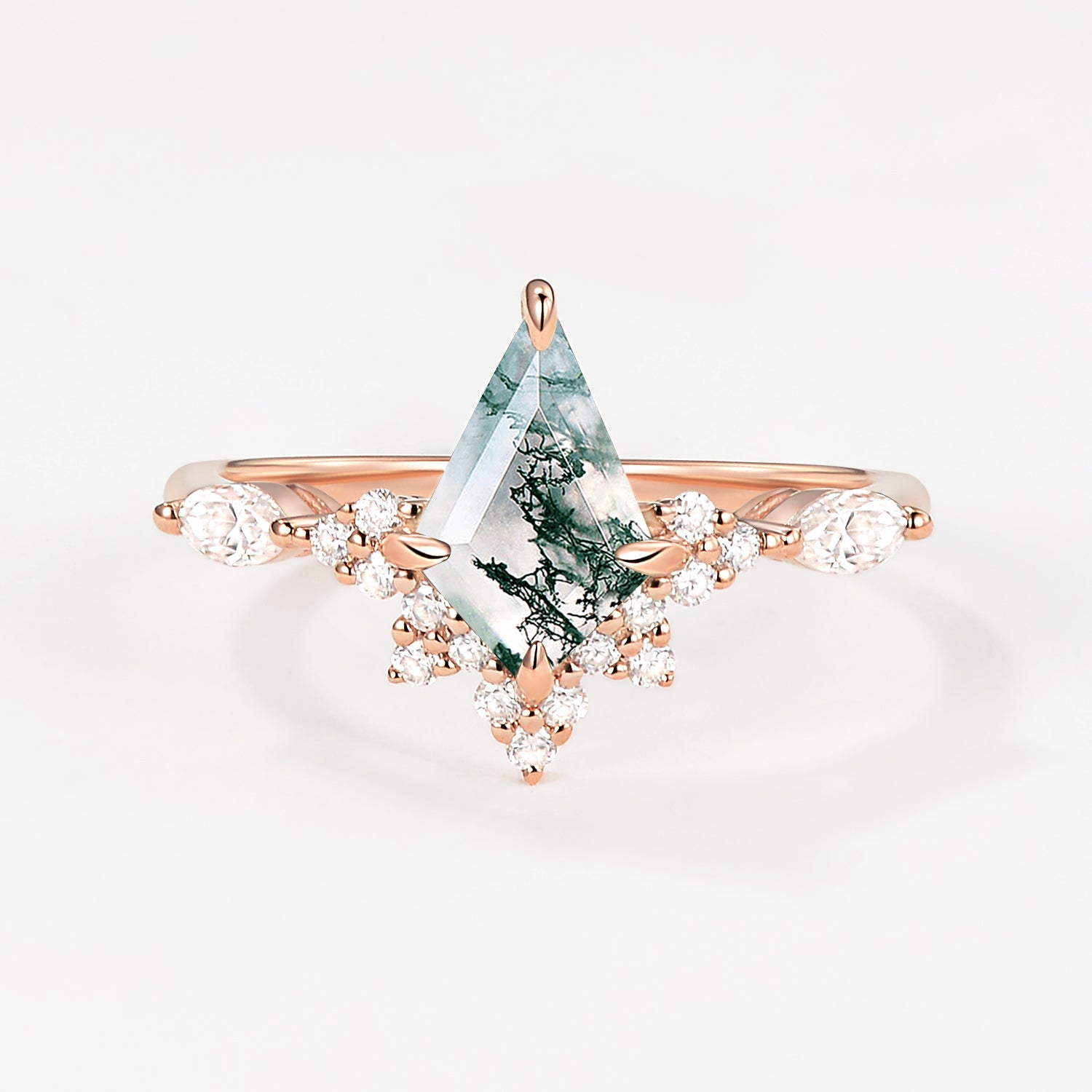 Unique Moss Agate Stacking Engagement Ring