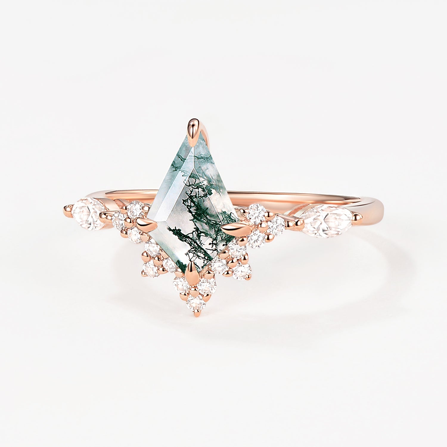 Unique Moss Agate Stacking Engagement Ring