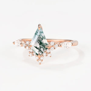 Unique Moss Agate Stacking Engagement Ring