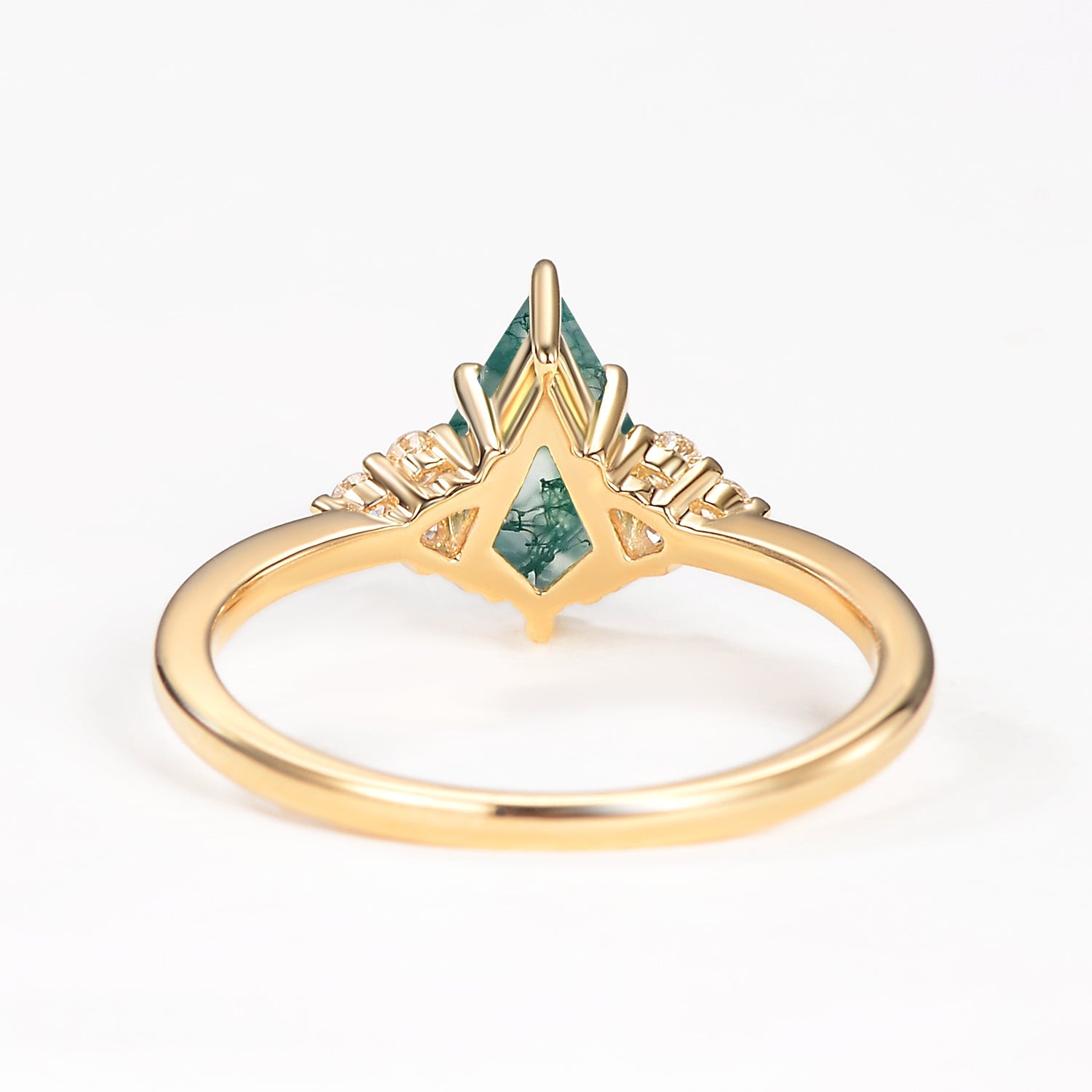 Unique Moss Agate Kite Cut Engagement Ring
