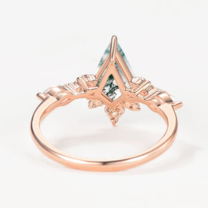 Unique Moss Agate Stacking Engagement Ring