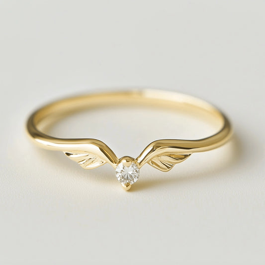 Angel‘s Whisper | V-Wing Solitaire Diamond Wedding Band