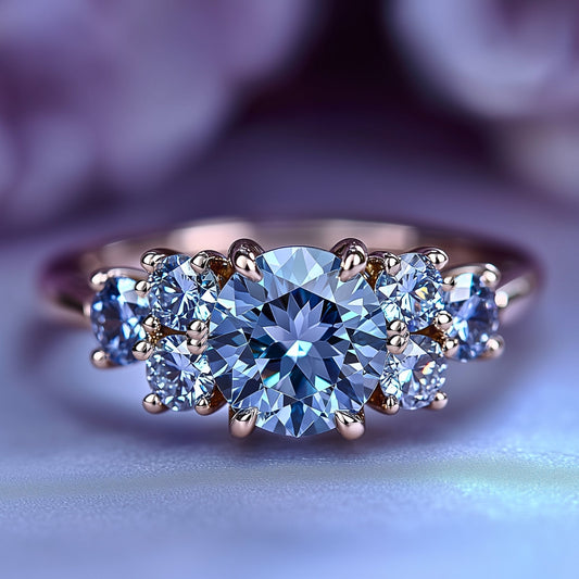 Carina 1CT Blue Sapphire Triple Stone Ring