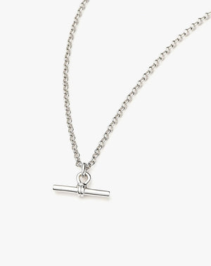 White Gold Plated Silver Chunky T-Bar Chain Necklace