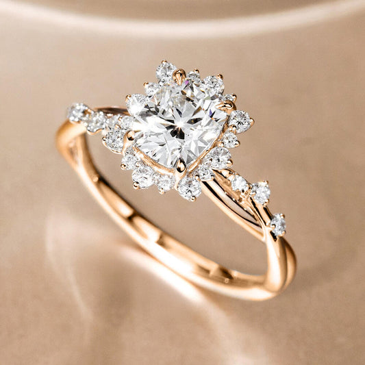 White Cushion Design 2CT Moissanite Engagement Ring