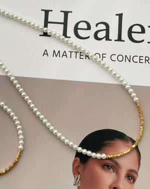 Minimal Mini Gold Beaded Pearl Choker Necklace