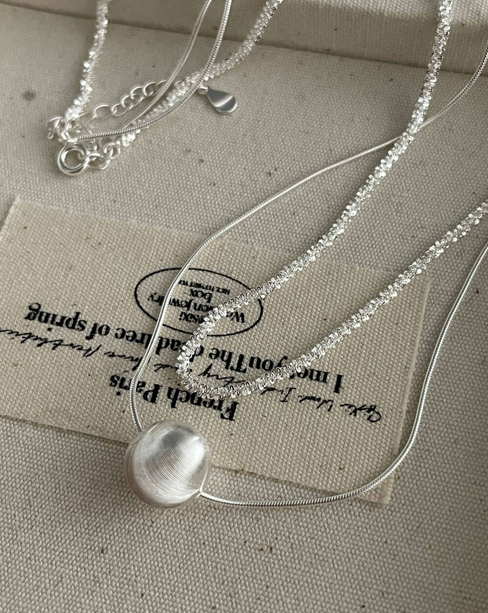 Silver Chatoyancy Ball Bead Layered Necklace