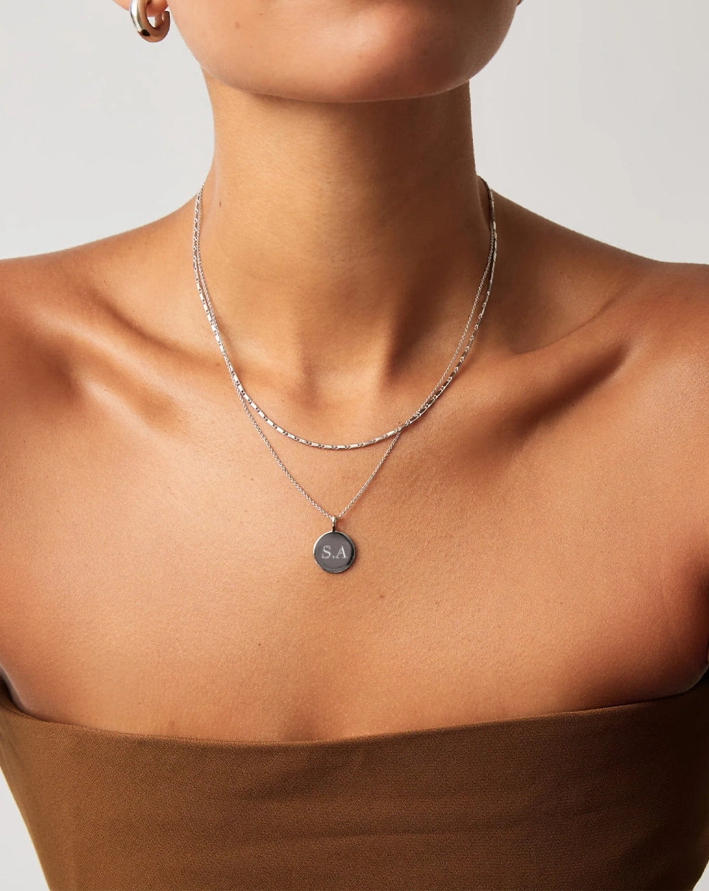 Engravable Round Necklace | Sterling Silver