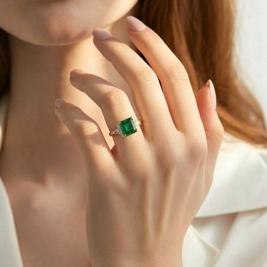 Seren’s Canopy | Enchanted Asscher Cut Green Gemstone Ring