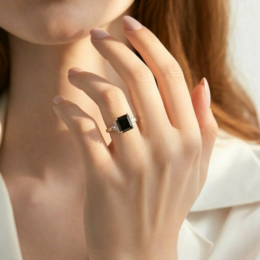 Seren’s Shadow | Princess Cut Midnight Star Ring
