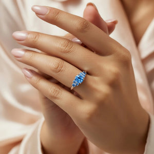 Carina 1CT Blue Sapphire Triple Stone Ring