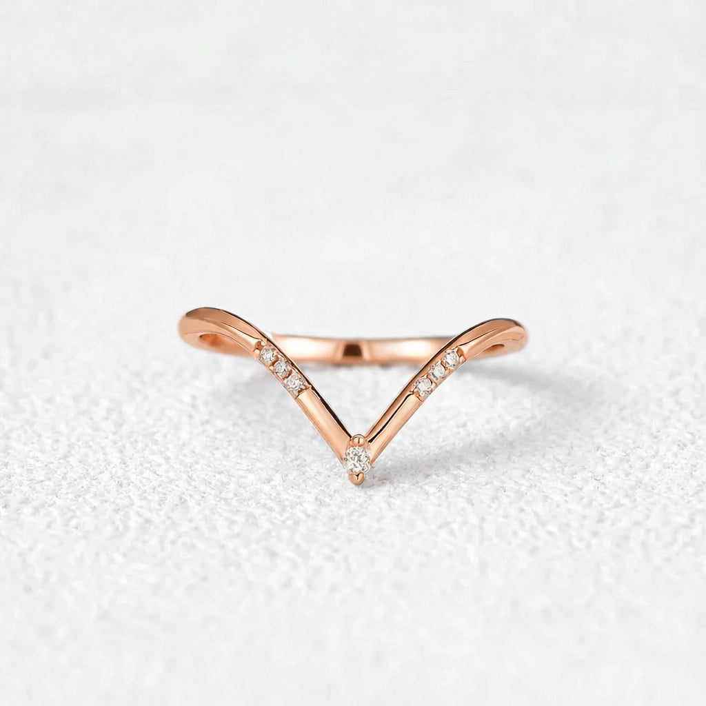 Round Cut Moissanite Half Eternity Curved Wedding Band in Gold